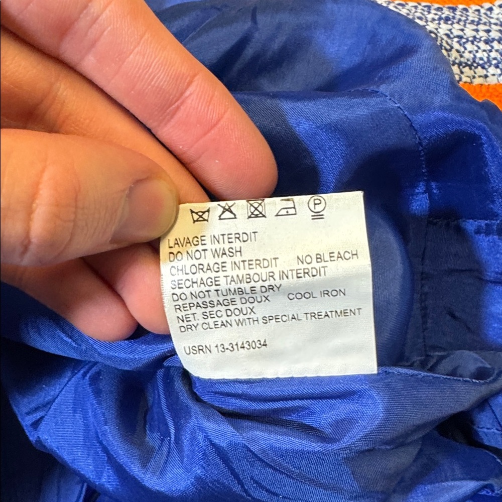 Carven womens 38 orange blue stripe knit cotton blend mini dress EUC - Picture 7 of 7